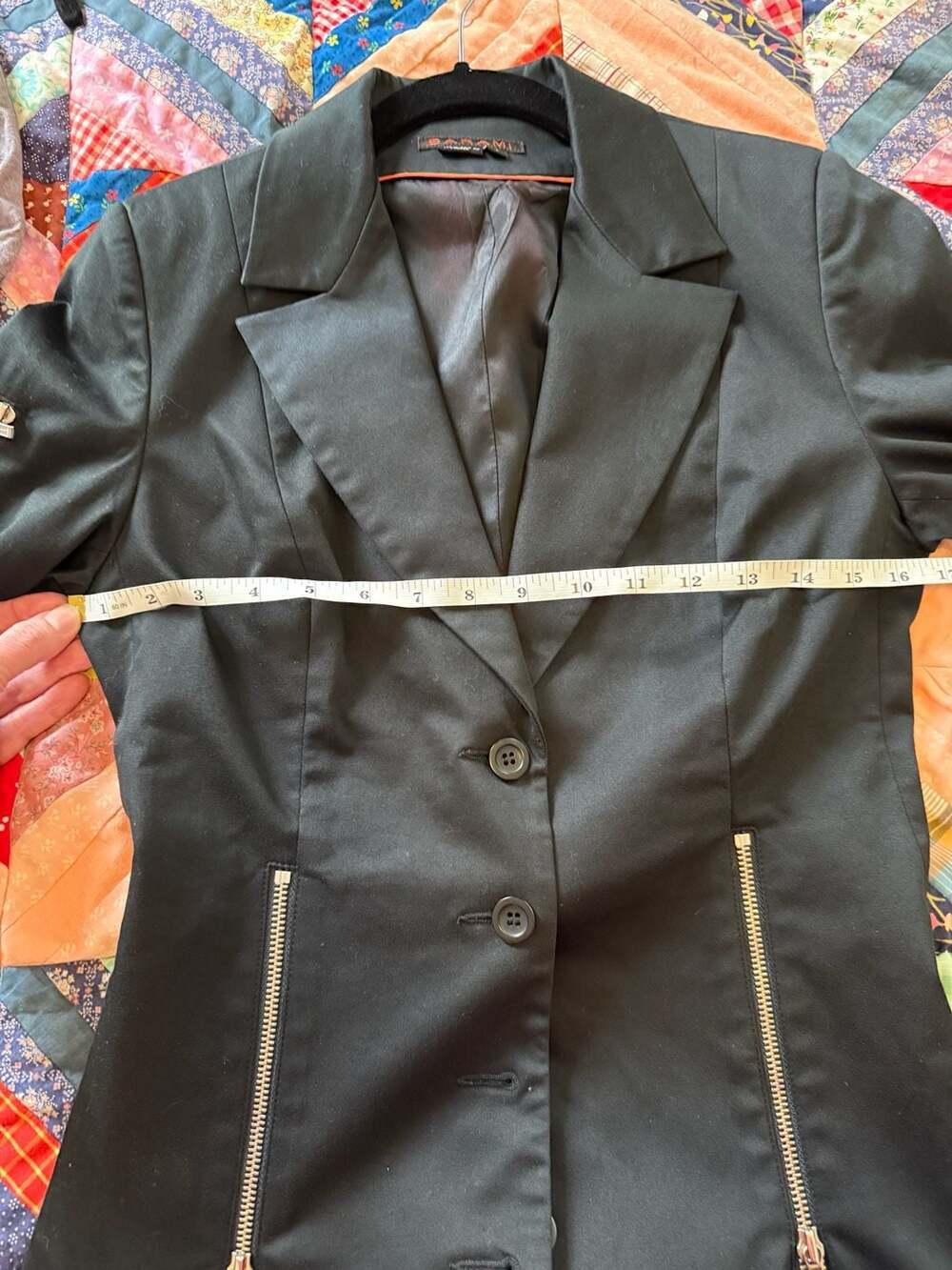 Barami Black Zipper Blazer Office Siren Dark Feminine Tailored Jacket Size 6 - Picture 7 of 7